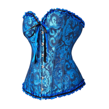 Corset y Tanga Brocado Azul