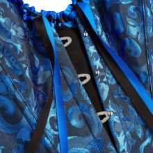 Corset y Tanga Brocado Azul