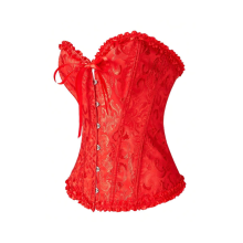Corset y Tanga Brocado Rojo