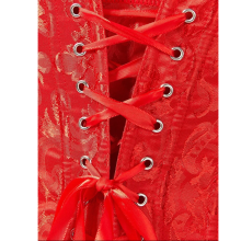 Corset y Tanga Brocado Rojo