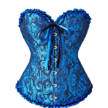 Corset y Tanga Brocado Azul