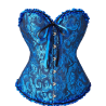 Corset y Tanga Brocado Azul