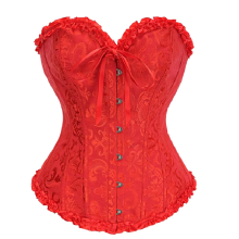 Corset y Tanga Brocado Rojo