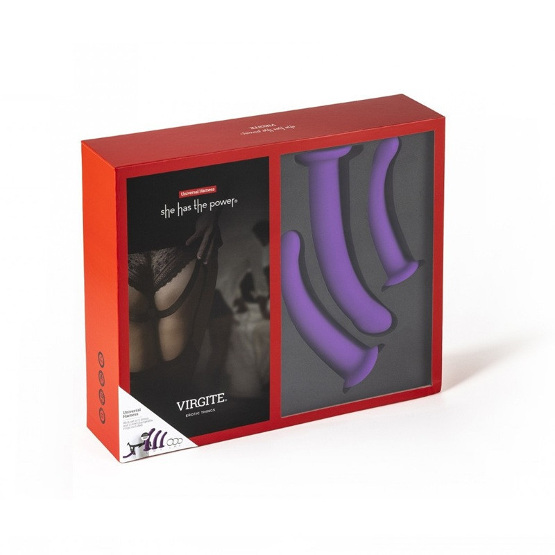 Set Arnés + 3 Dildos Silicona Virgite Morado
