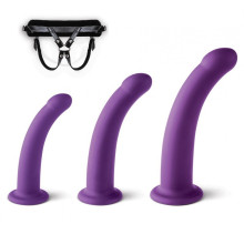 Set Arnés + 3 Dildos Silicona Virgite Morado