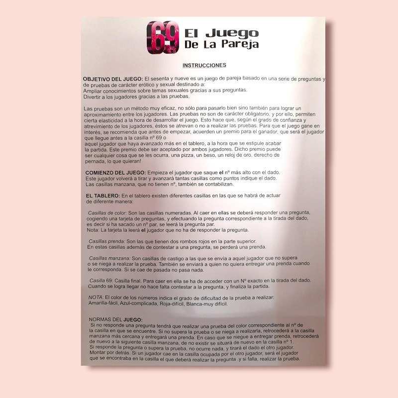 Juego De Tablero Erótico 69 El Juego De La Pareja