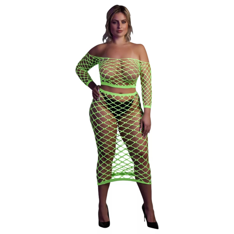 Conjunto Top y Falda Neon Green Ouch 834