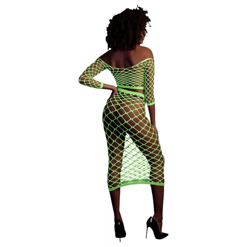 Conjunto Top y Falda Neon Green Ouch 834