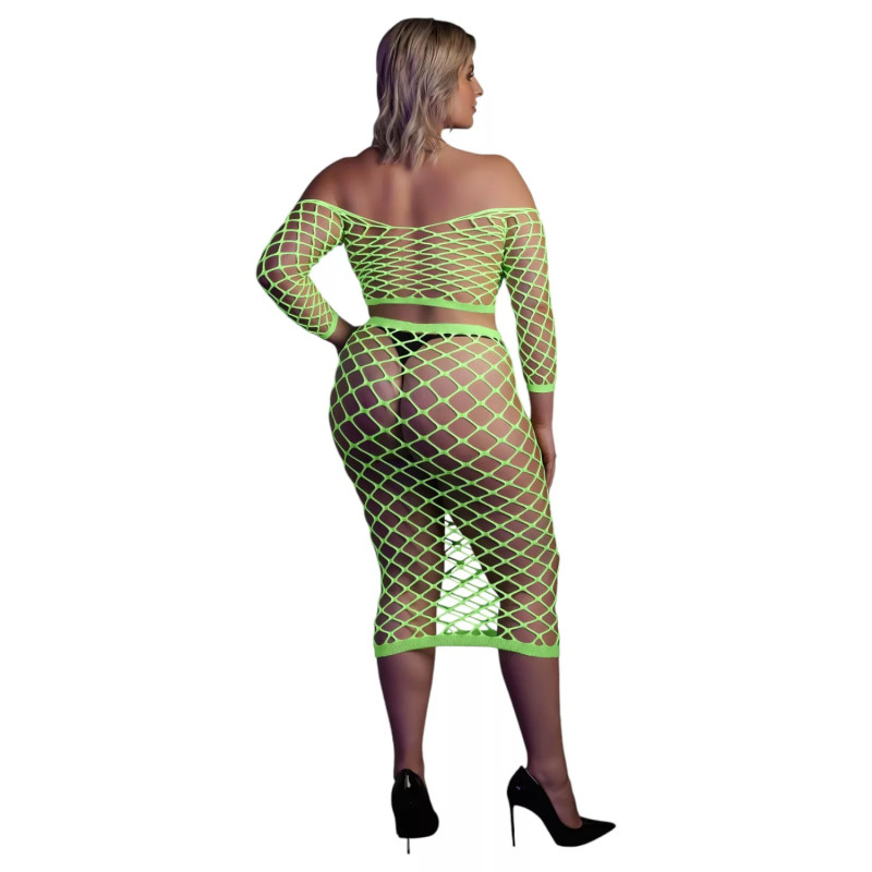 Conjunto Top y Falda Neon Green Ouch 834