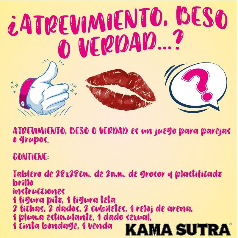 Juego de Tablero Kamasutra ¿Atrevimiento, beso o verdad?