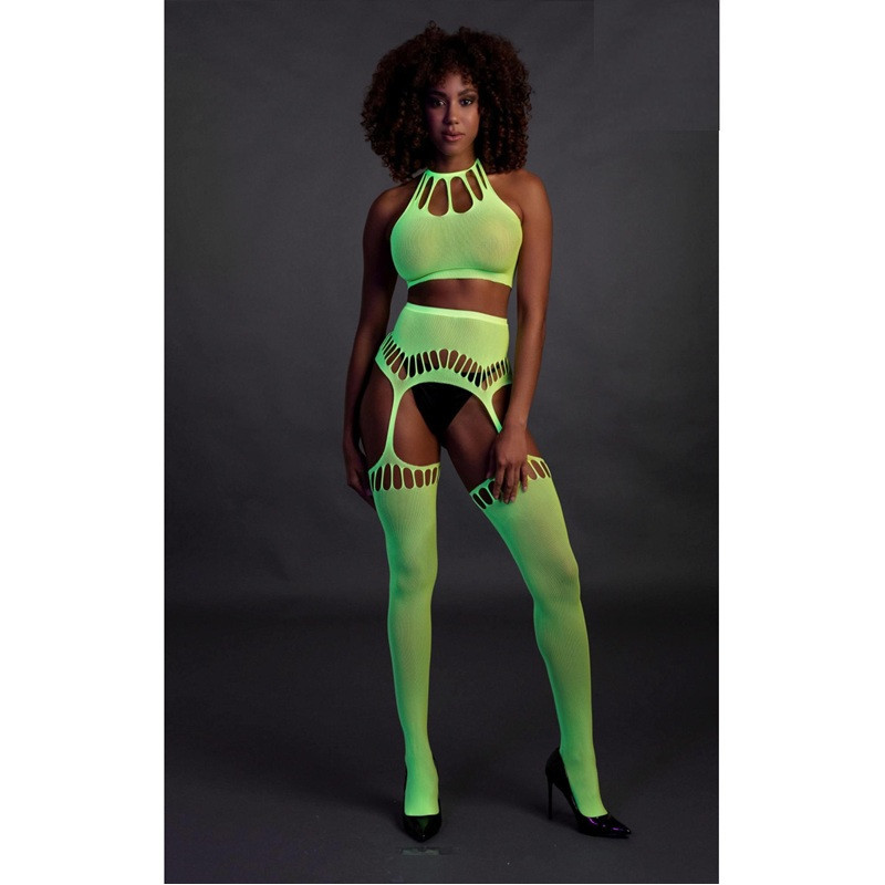 Conjunto Halter Neck Neon Green Ouch 838