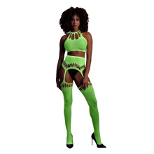 Conjunto Halter Neck Neon Green Ouch 838