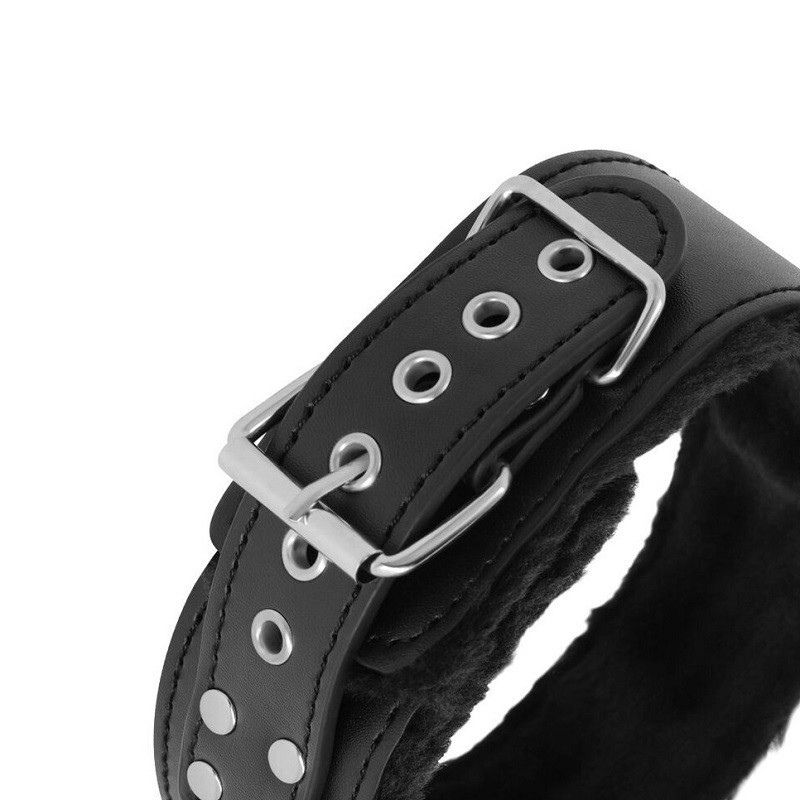 Collar Y Correa Darkness Black Furry Collar With Leash
