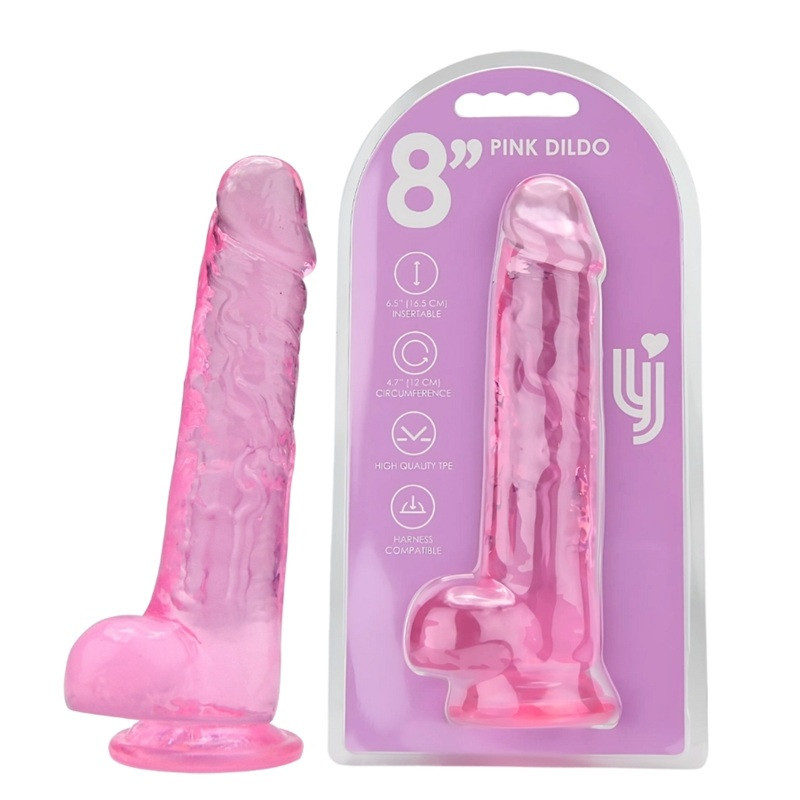 Dildo Jelly Realistico Balls Rosa Loving Joy 8"