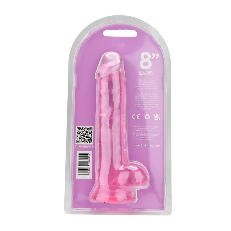 Dildo Jelly Realistico Balls Rosa Loving Joy 8"