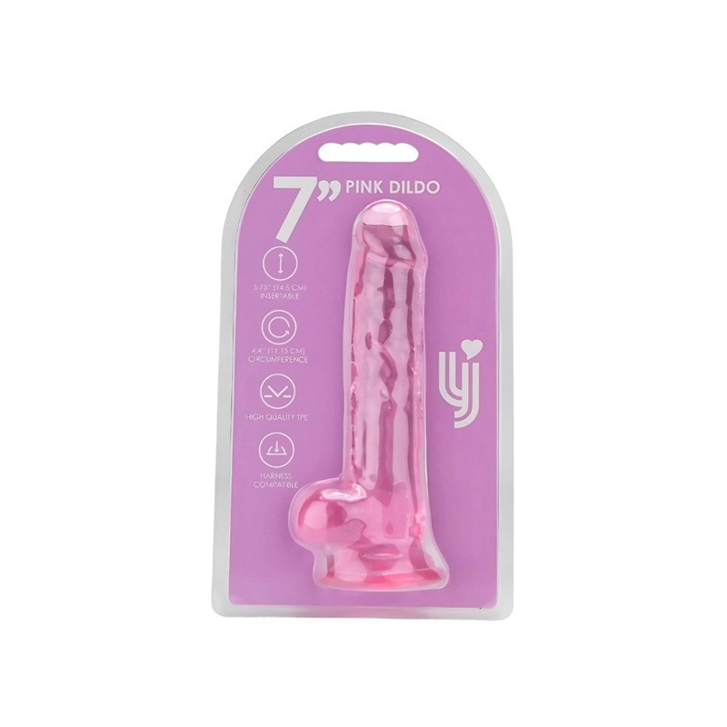 Dildo Jelly Realistico Balls Pink Loving Joy 7"