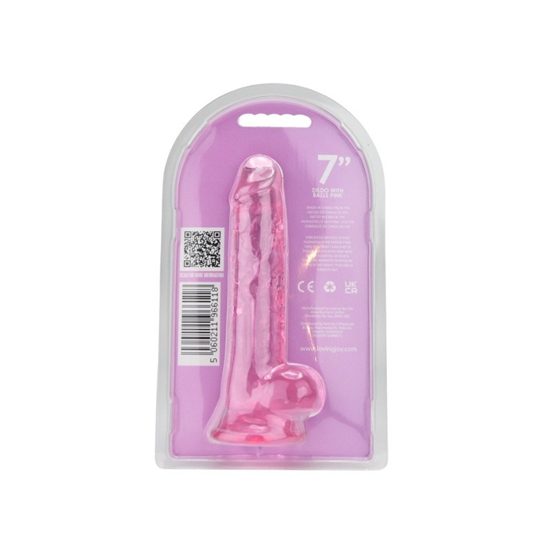 Dildo Jelly Realistico Balls Pink Loving Joy 7"