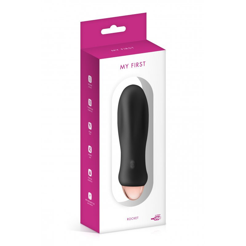 Estimulador Recargable My First Mini Vibrador Rocket Negro
