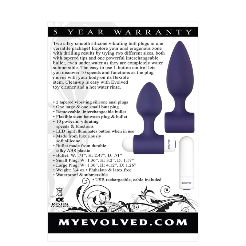 Kit 2 Plugs Anales con Vibración Dynamic Duo Evolved