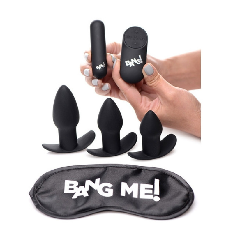 Kit 3 Plugs Anales con Vibración y Control Remoto Backdoor Adventure Bang