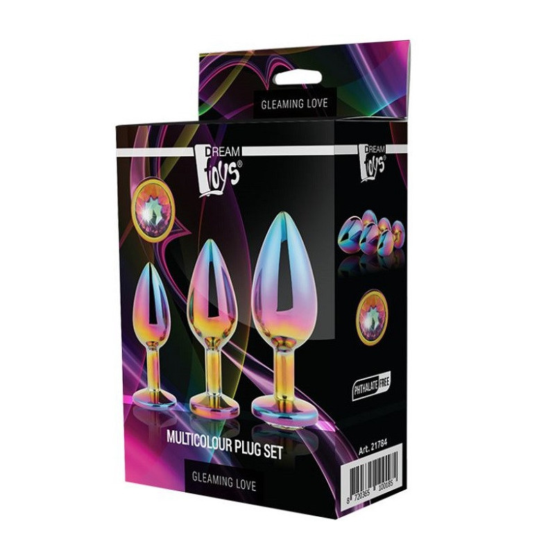 Kit 3 Plugs Anales Metal S, M, L Multicolor Dream Toys