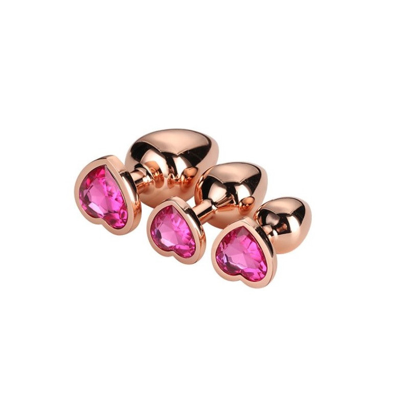 Kit 3 Plugs Anales Metal S, M, L Rose Gold Dream Toys