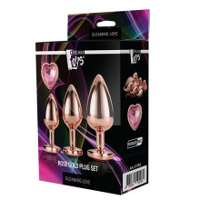 Kit 3 Plugs Anales Metal S, M, L Rose Gold Dream Toys