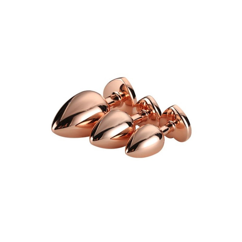 Kit 3 Plugs Anales Metal S, M, L Rose Gold Dream Toys