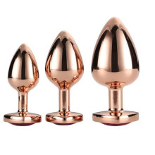 Kit 3 Plugs Anales Metal S, M, L Rose Gold Dream Toys