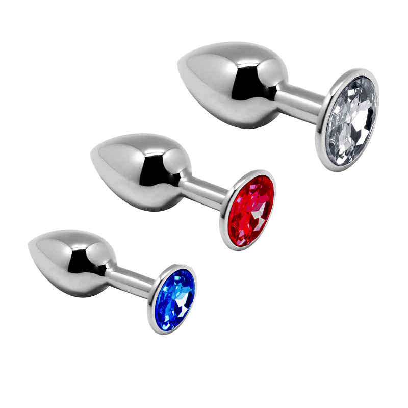 Kit 3 Plugs Anales Metal S, M, L Strass Colores
