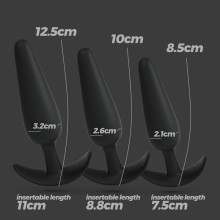 Kit 3 Plugs Anales Silicona Tic Tac Toe