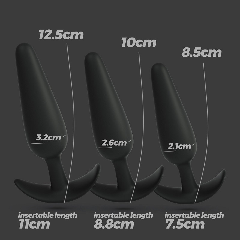 Kit 3 Plugs Anales Silicona Tic Tac Toe