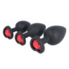 Kit 3 Plugs Anales Silicona Virgite Corazón Strass Rojo