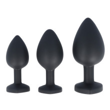 Kit 3 Plugs Anales Silicona Virgite Corazón Strass Rojo