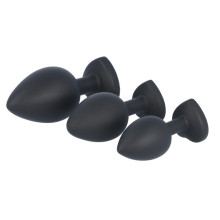 Kit 3 Plugs Anales Silicona Virgite Corazón Strass Rojo
