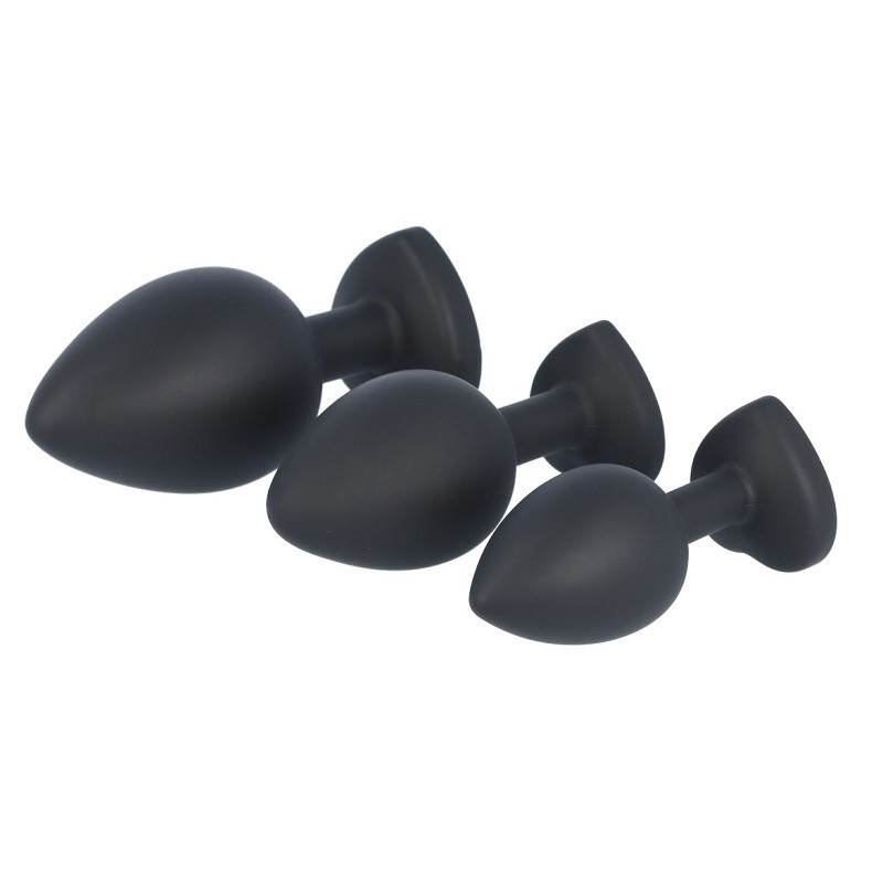 Kit 3 Plugs Anales Silicona Virgite Corazón Strass Rojo