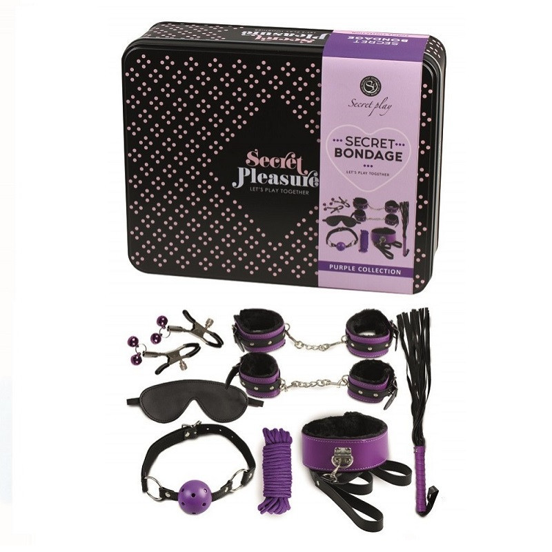 Kit BDSM Secret Play 8 Piezas Love Play & Enjoy Negro/Morado