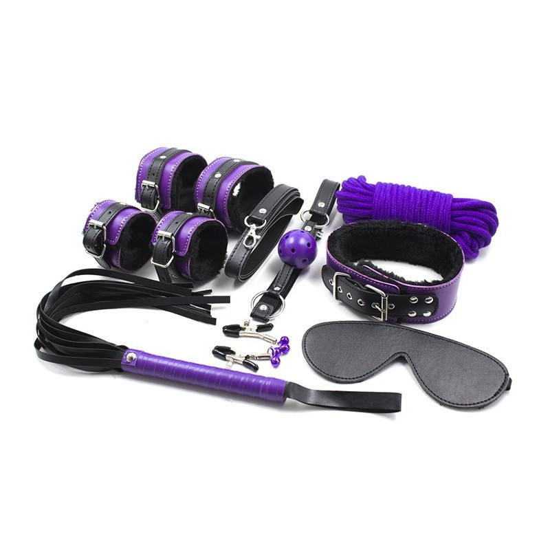 Kit BDSM Secret Play 8 Piezas Love Play & Enjoy Negro/Morado