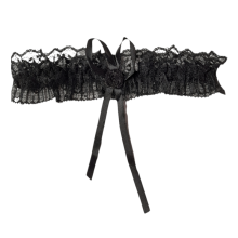 Liga De Encaje con Lazo y Flor Negra