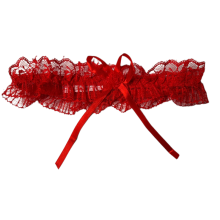 Liga De Encaje con Lazo y Flor Roja