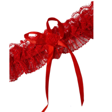 Liga De Encaje con Lazo y Flor Roja