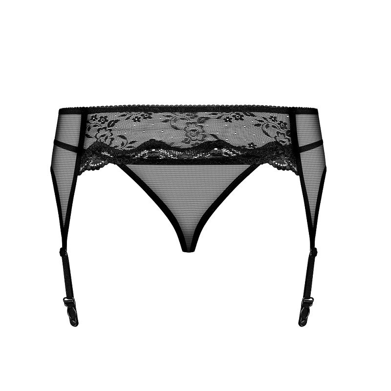 Liguero Obsessive Negro Con Tanga Charms