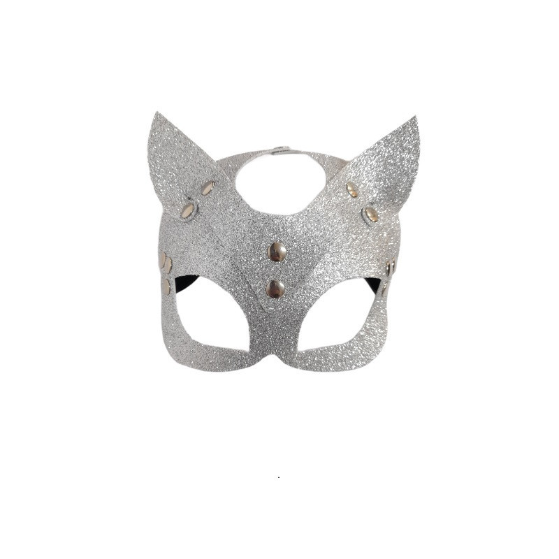 Máscara Gato Purpurina Plata