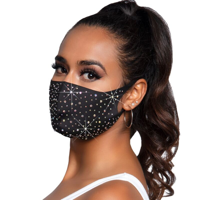 Mascarilla Leg Avenue Negro M1005 Naya Rhinestone