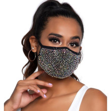 Mascarilla Leg Avenue Negro M1007 Zuri Rhinestone