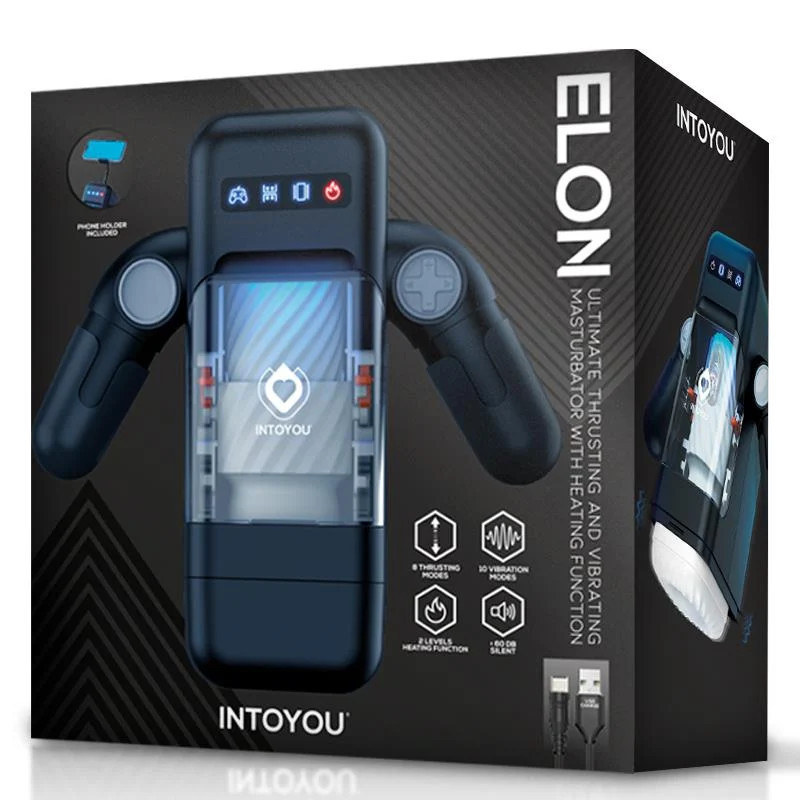 Masturbador Masculino Recargable con Vibración, impulsión y Calor Con Soporte para Móvil Elon Intoyou
