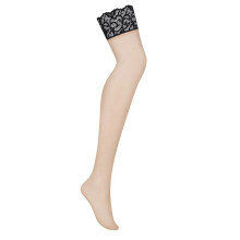 Medias Obsessive Beige Lisas Encaje Negro Joylace