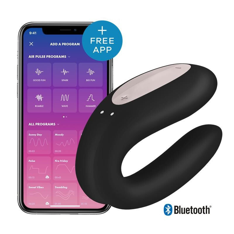 APP Control Pinza Recargable Satisfyer Double Joy Negro