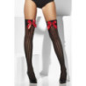 Medias Fever Hosiery Negro Lisas Con Rayas y Lazos Rojos