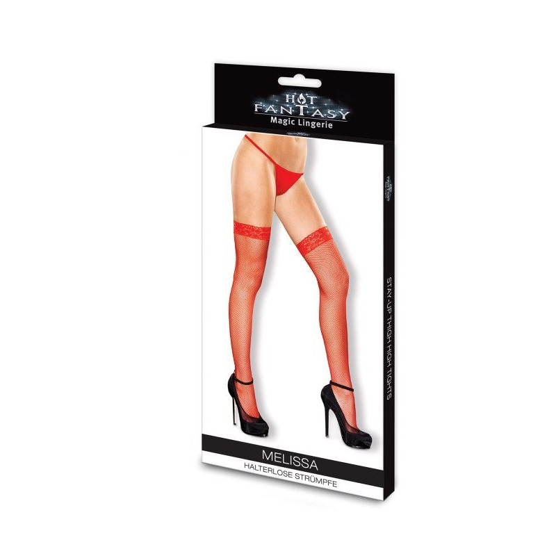 Medias Hot Fantasy Melissa Rojo Red Con Silicona